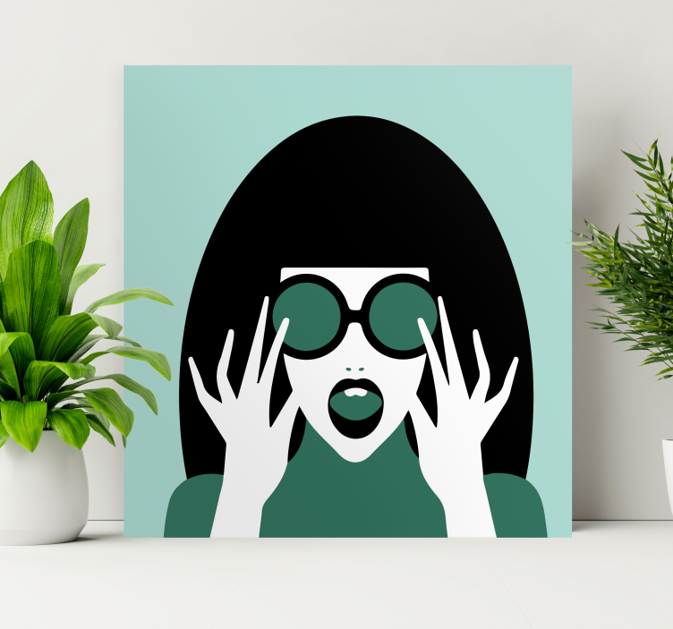 Stylish Woman in Glasses people canvas - TenStickers
