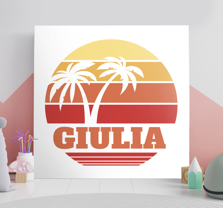 Sunset Palms Personalization customized canvas print - TenStickers