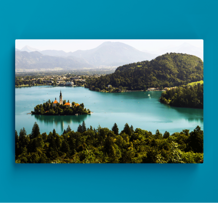 Tranquil Lake Island landscape canvas - TenStickers