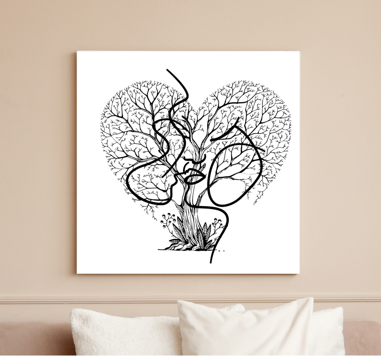 Tree canvas wall art heart-shaped trees - TenStickers