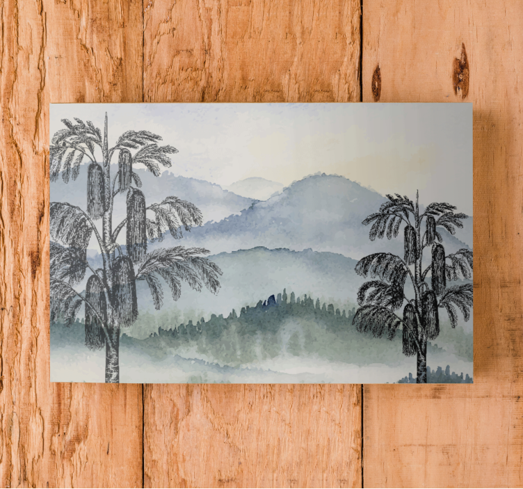 Tree canvas wall art mountainous landscape - TenStickers