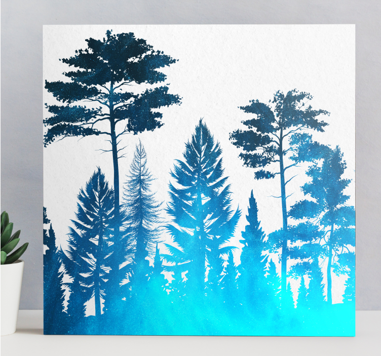 Tree canvas wall art silhouette forest scene - TenStickers