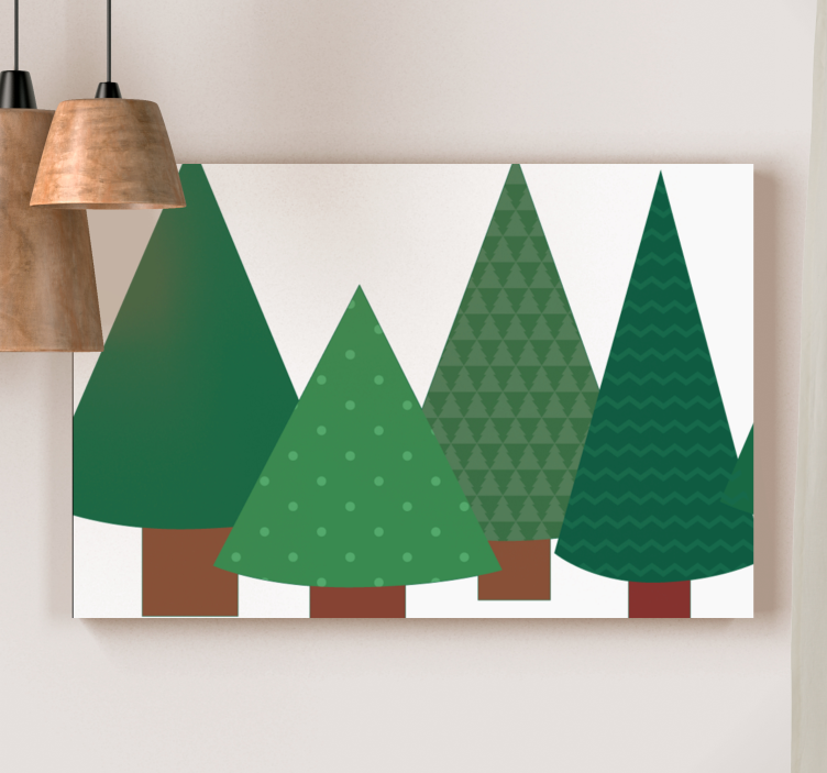 Tree canvas wall art stylized green trees - TenStickers