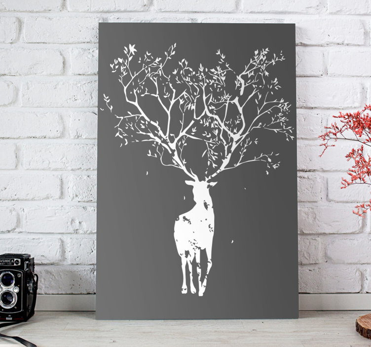 Tree stag animal canvas art - TenStickers