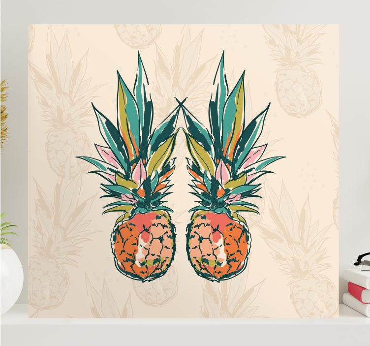 Tropical pineapple duo fruit canvas wall art - TenStickers