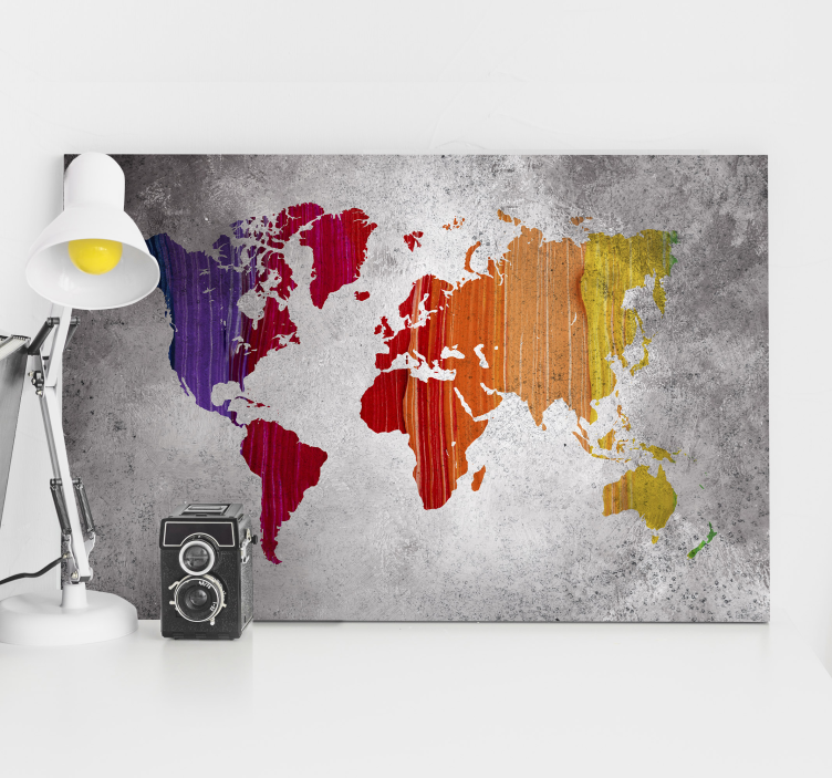 Vibrant Abstract Geography world map wall art - TenStickers