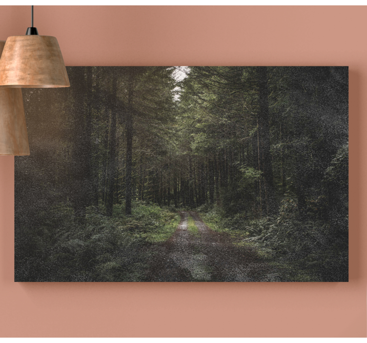 Walking through a dark forest landscape canvas - TenStickers