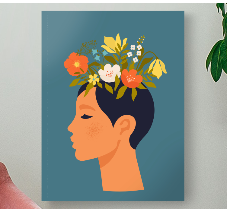 Woman with flower crown flower canvas - TenStickers