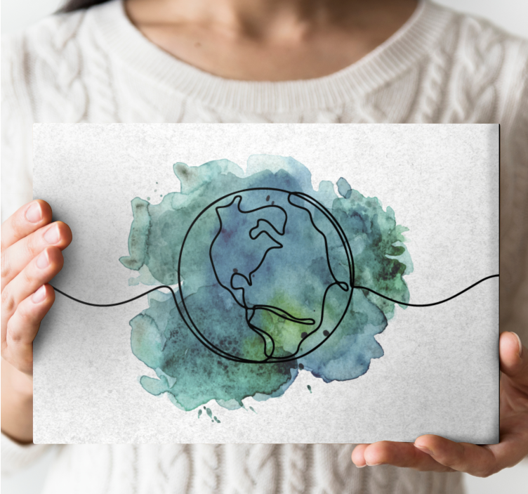 World map wall art contemporary earth outline - TenStickers