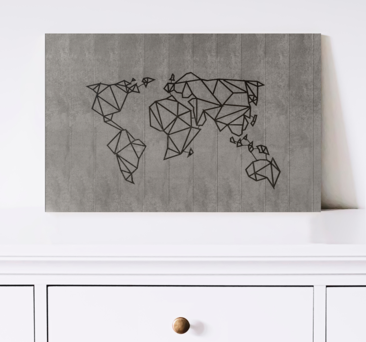 World map wall art geometric world outline - TenStickers