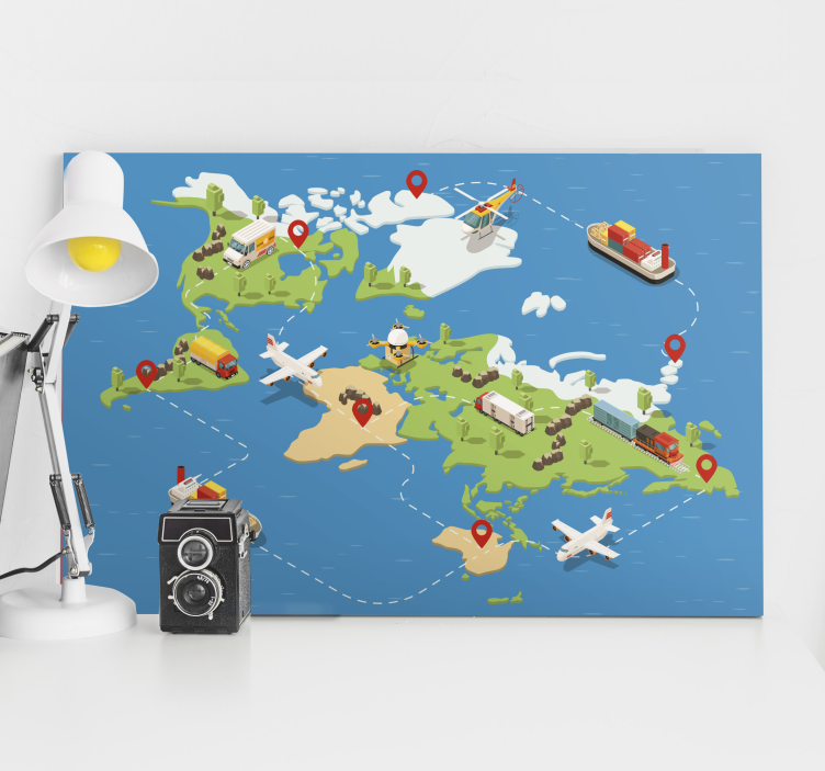 World map wall art travel route map - TenStickers