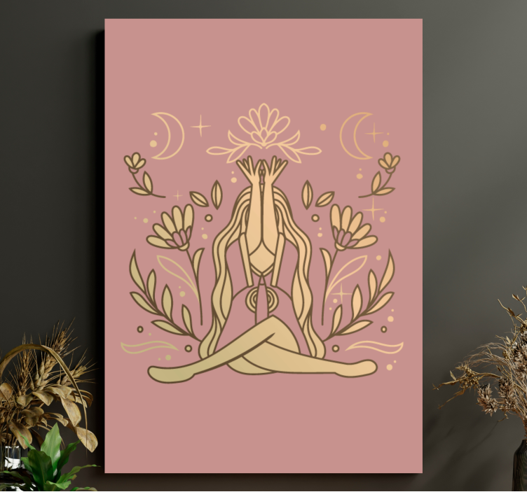 Zen canvas art floral meditation design - TenStickers