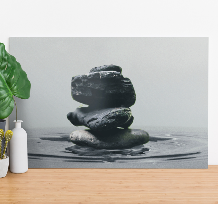 Zen canvas art with balanced stone stacks - TenStickers