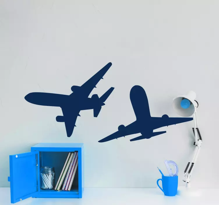 2 Boeing plane flying in the sky decal - TenStickers