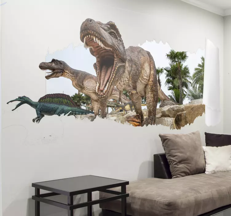 3D Jurassic park dinosaur wall sticker - TenStickers
