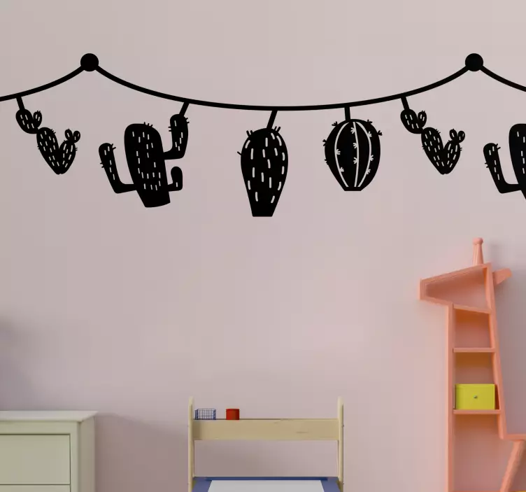 Cactus Pattern Bunting Wall Sticker - TenStickers