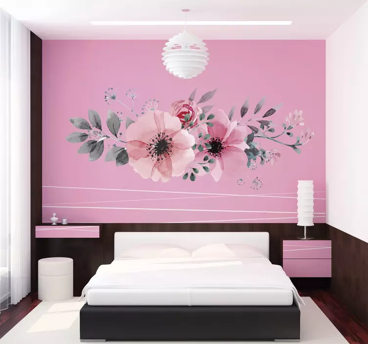 Beautiful Pink Flower Wall Sticker - TenStickers