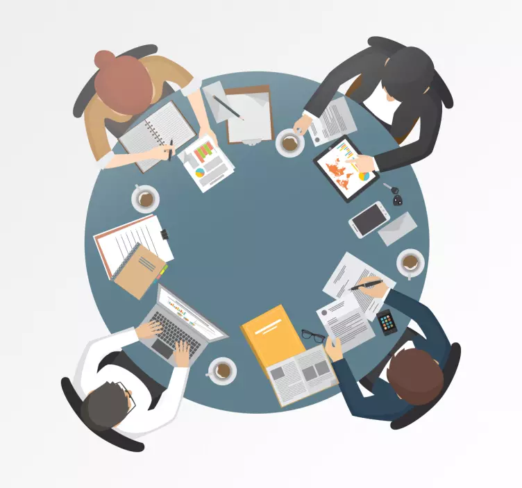 Round table office wall sticker - TenStickers