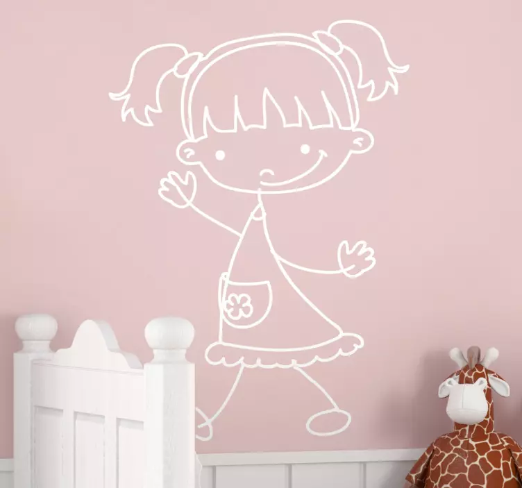 Little Girl Sketch Decal - TenStickers