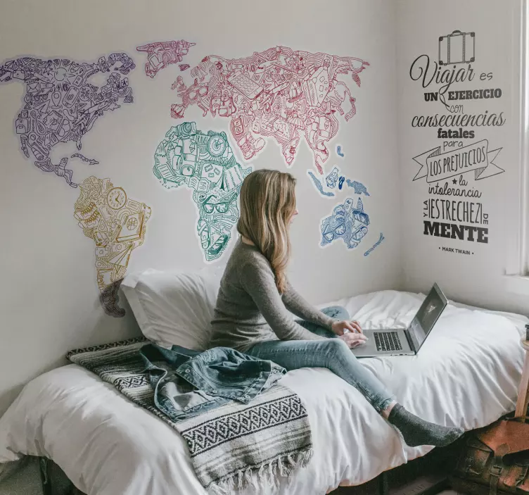 Travel World Map Wall Sticker - TenStickers