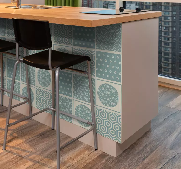 Green Japandi tile sticker - TenStickers