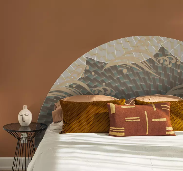 Elegant Fan Motif headboard wall sticker - TenStickers