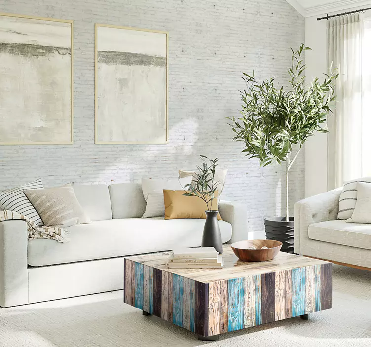 Painted Wood Living Room Wall Decor - TenStickers