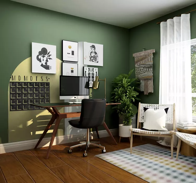 Curved geometric accent office wall sticker - TenStickers