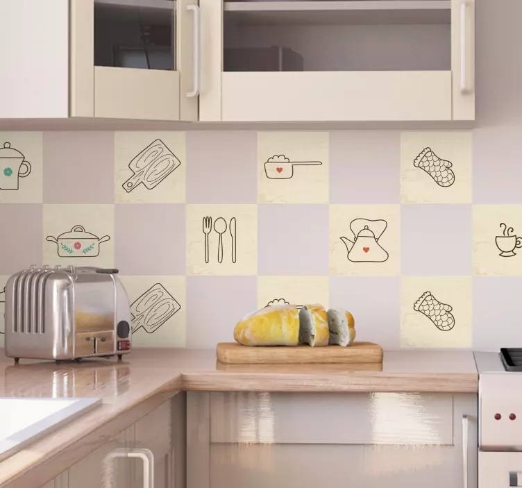 Kitchen Items Border Sticker - TenStickers