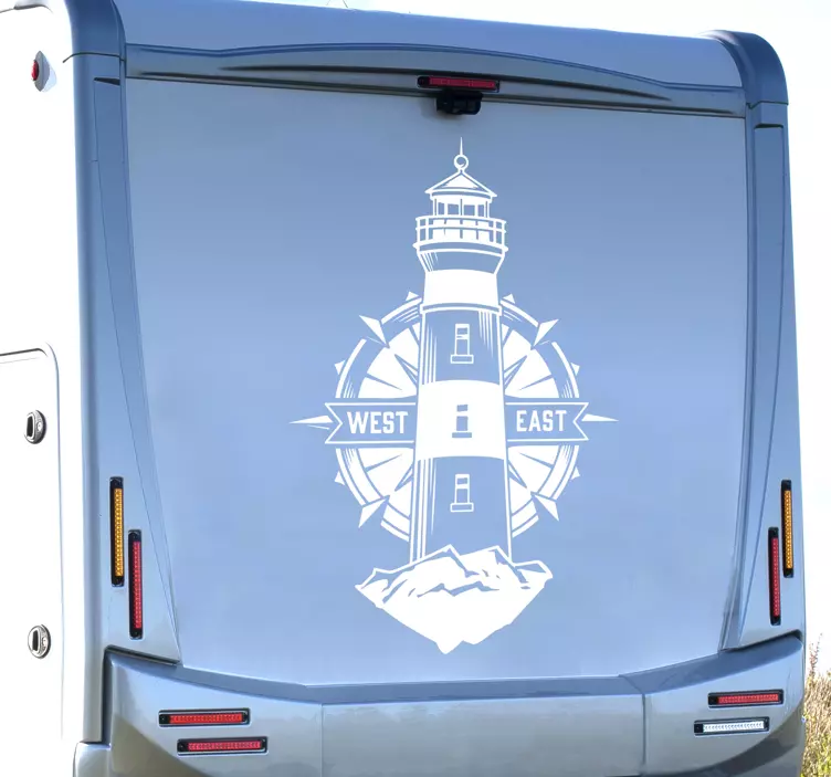 Lighthouse and compass motorhome sticker - TenStickers