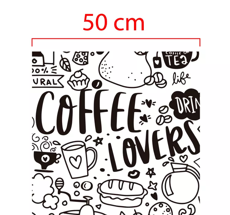 Translucent coffee time drawings window sticker - TenStickers