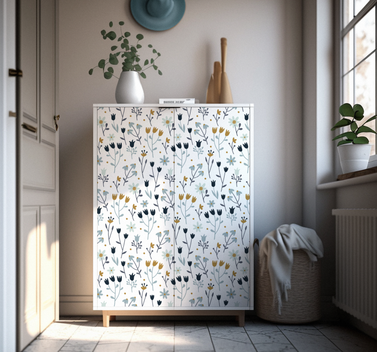Minimalist Flowers furniture decal   - TenStickers