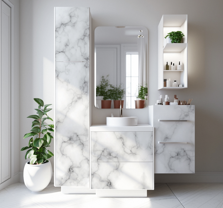 White Marble furniture decal  - TenStickers