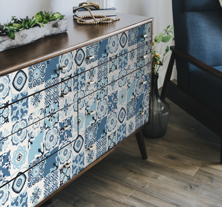 Blue Tiles furniture decal - TenStickers