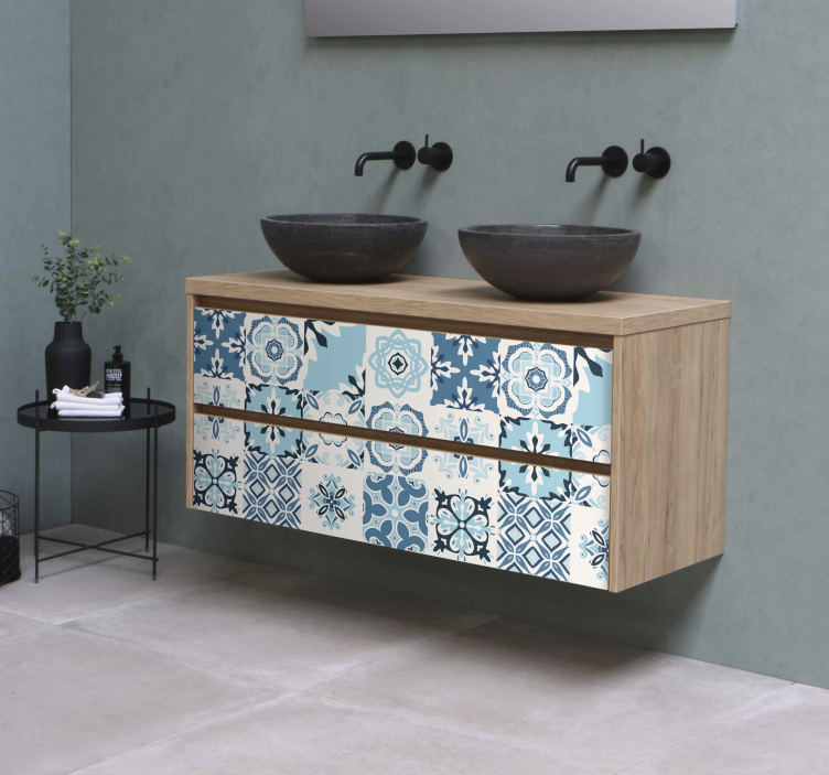 Blue Tiles furniture decal - TenStickers