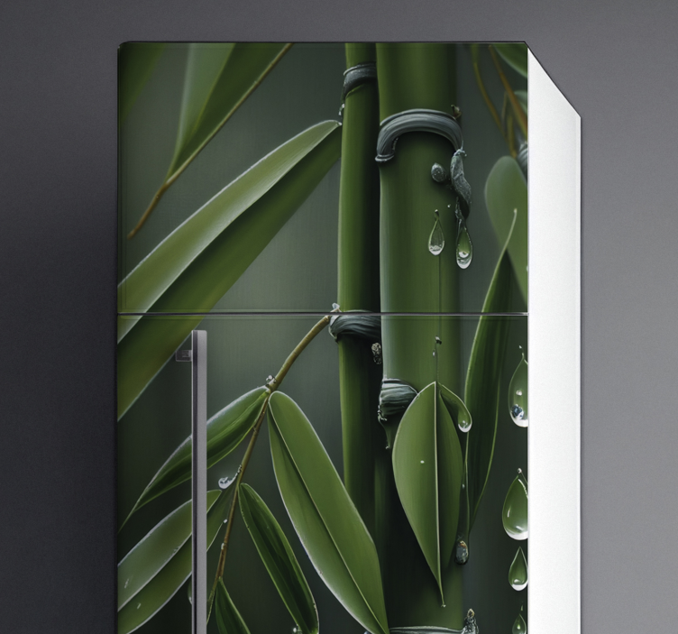 Bamboo Vinyl with Droplets fridge sticker - TenStickers