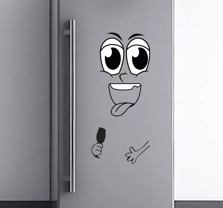 Funny Face with Cup fridge sticker - TenStickers
