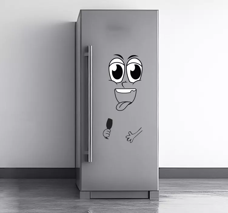 Funny Face with Cup fridge sticker - TenStickers
