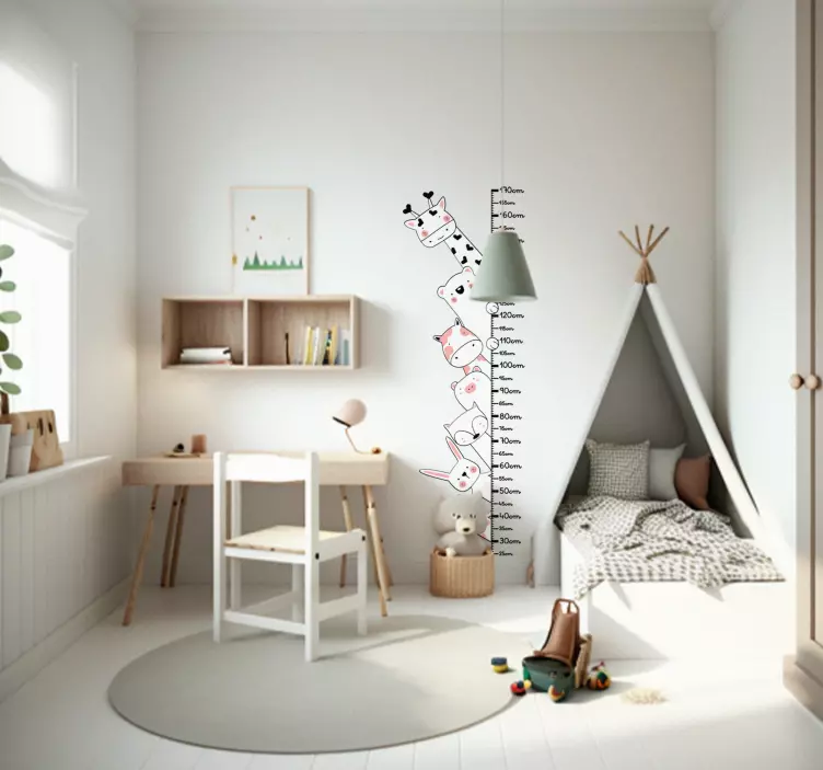 wild animals meter height chart wall sticker - TenStickers