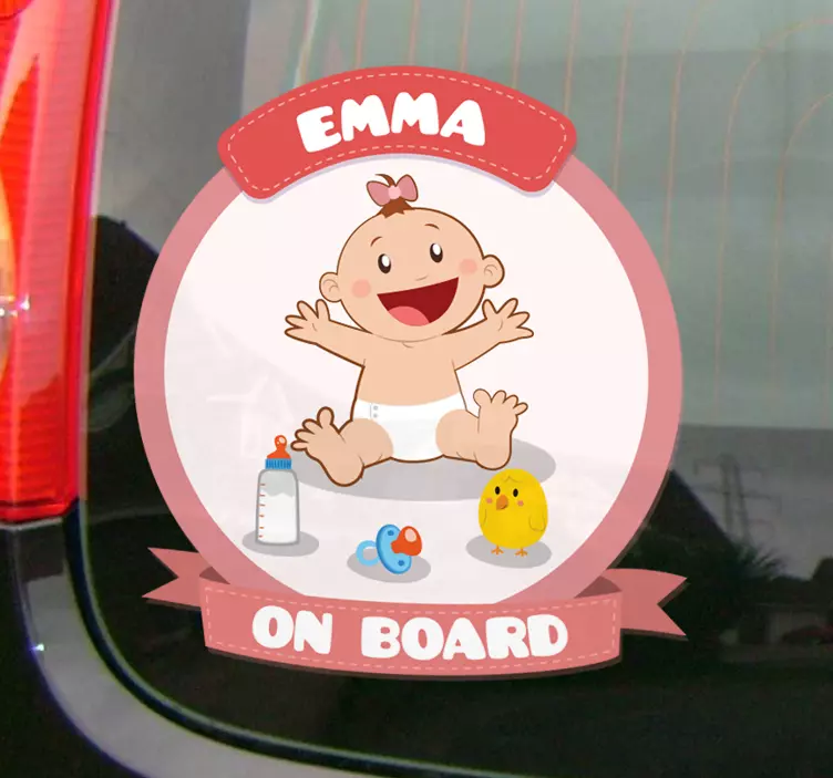 Customised name cute baby on board sticker - TenStickers