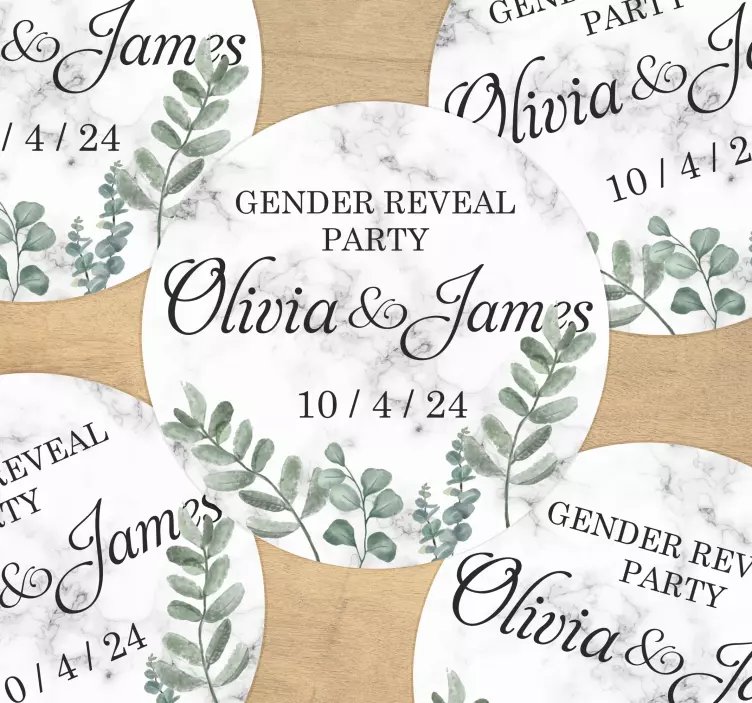 gender reveal party marble  custom sticker - TenStickers