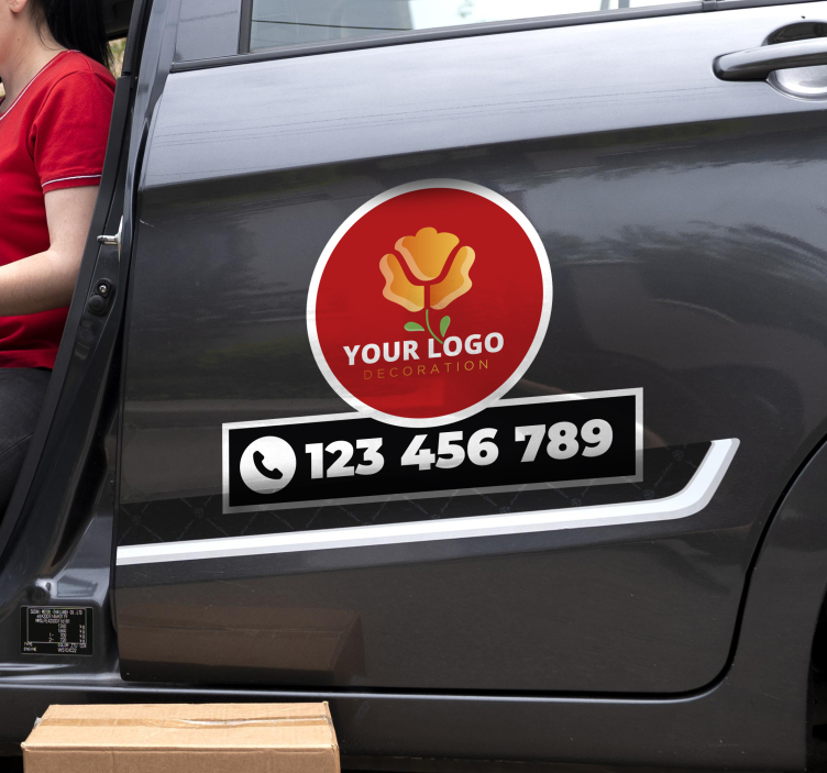 Personalised logo and phone number car sticker - TenStickers