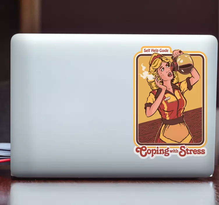 70's coping with stress laptop skin - TenStickers
