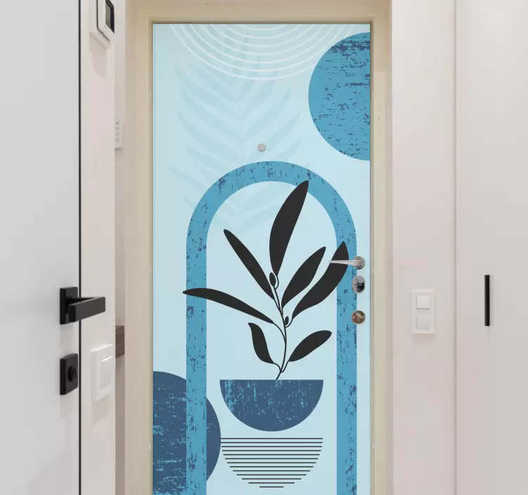 Abstract Plant Elements door sticker - TenStickers