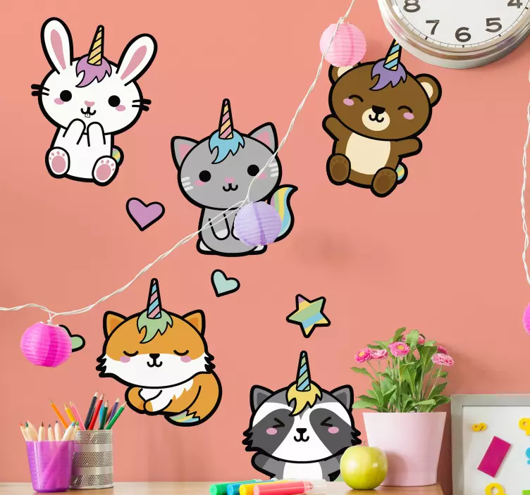Adorable Creature Personalities cat sticker - TenStickers