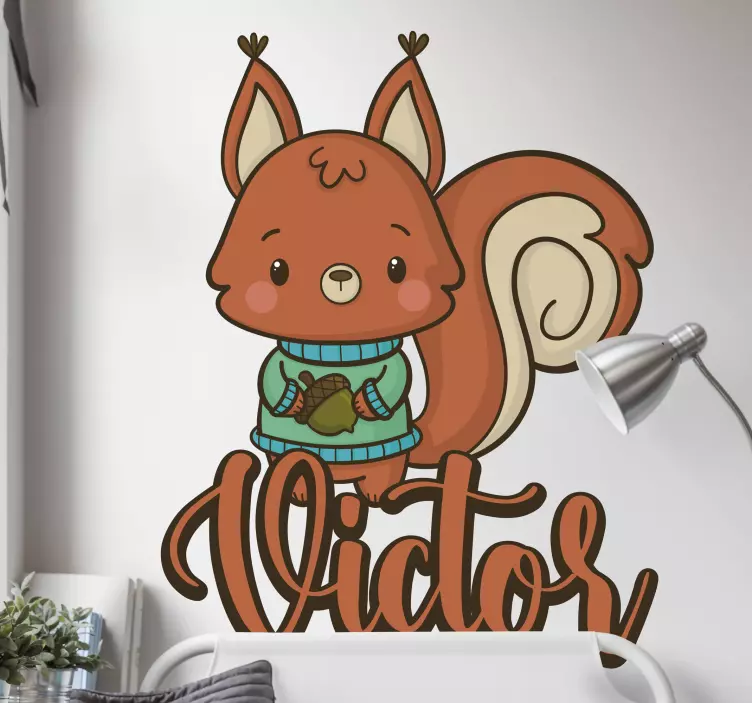 Adorable Squirrel Figure kid's sticker - TenStickers
