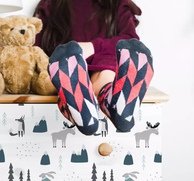 animal nordic style with dots furniture sticker - TenStickers