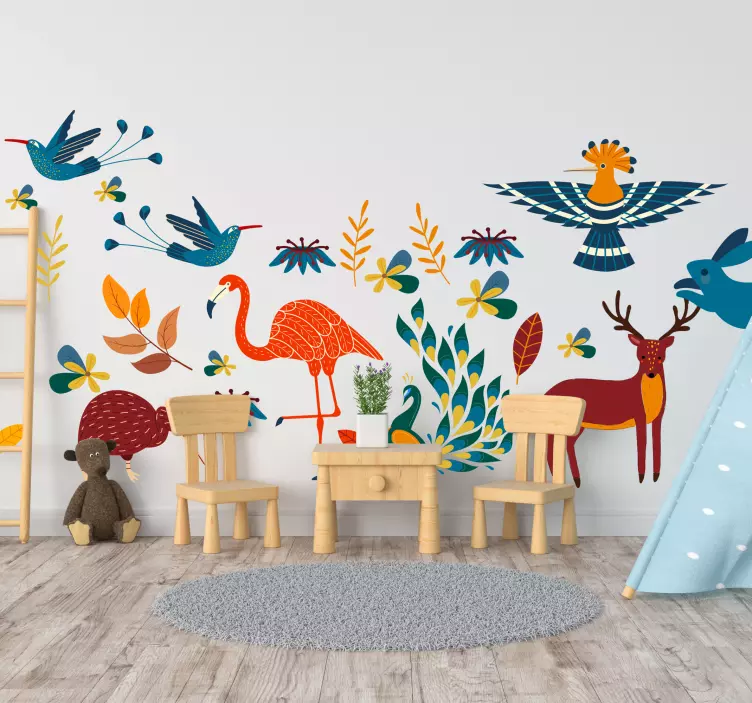 Animal wall decor colorful animal designs - TenStickers