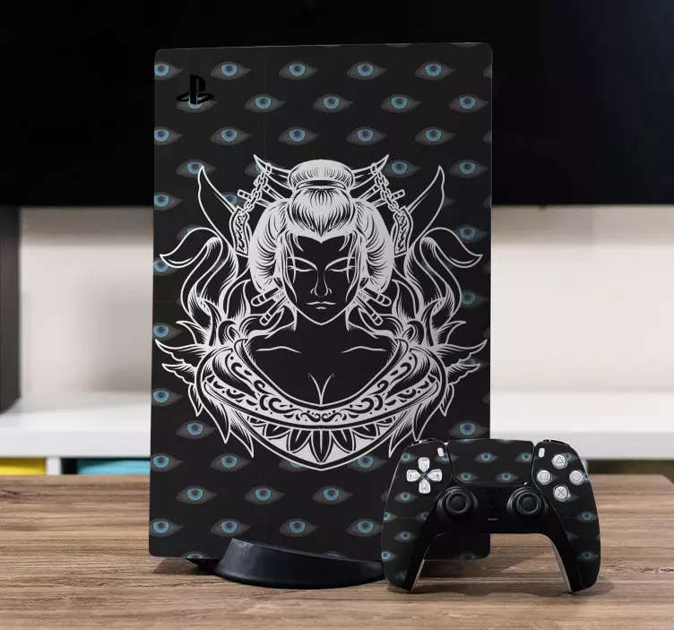 Anime face blue eyes  PS5 sticker - TenStickers