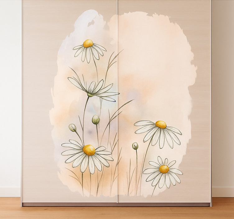 Aquarella daisy flowers furniture sticker - TenStickers